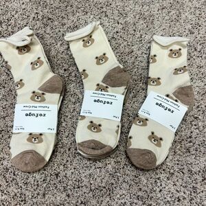NEW Teddy Bear Womens mid crew Pack of 9 pairs socks size:9-11